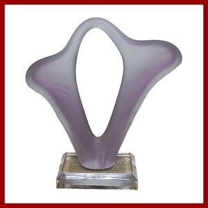 Item Title Neil Duman Art Glass Sculpture 1983 Signed Frosted Amethyst Large Vtg